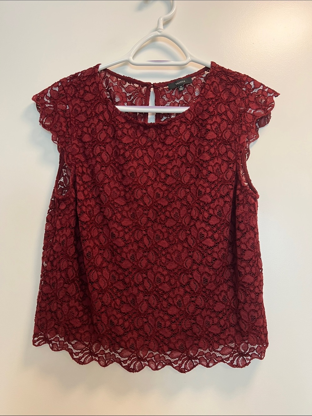 Talula Burgundy Lace Cap Sleeve Shell Top